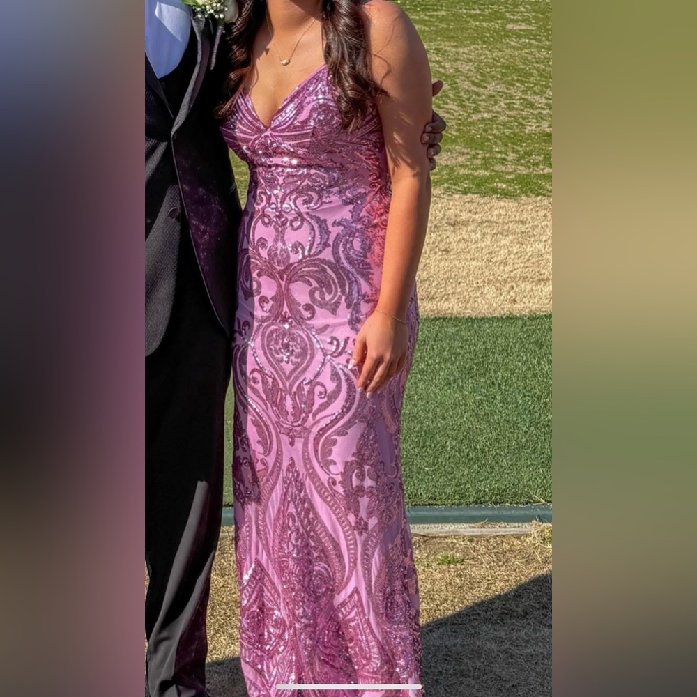 B Darlin One Shoulder Pink Sequin Dress